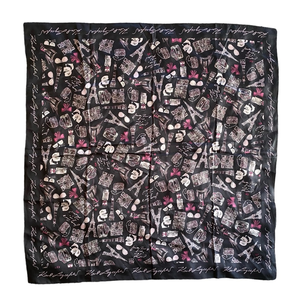 Karl Lagerfeld From Paris Silk Scarf Eiffel Tower